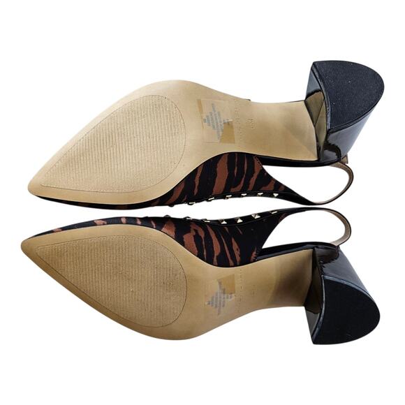 MARC FISHER Women's 6 M Carmon Slingback Pumps Shoes Black Brown Pointed Toe NEW - Picture 9 of 10